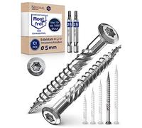 500 pezzi di viti per terrazza da 5 x 70 mm di lunghezza | PERFETTO per piastrelle di terrazza da 27 mm | acciaio inossidabile C1 temprato e antiruggine | Torx 25 incluso 2 bit | viti per legno a