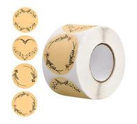 500 Pezzi Etichetta Adesiva Fatta a Mano, 5CM Adesivo Rotondo in Carta Kraft, Round Regalo Stickers Personalizzati, Rotolo di Etichette Decor per Marmellate Sacchetti Regalo Matrimonio