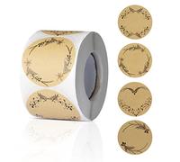 500 Pezzi Etichette Adesive,Etichette Adesive Personalizzate,Etichette per Marmellate,Etichette Rotonde in Carta Kraft per Barattoli,Bottiglie,Prodotti da Forno,Buste,Regali (marrone-2)