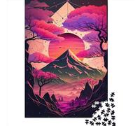 500 pezzi Giappone Geometrico Neon Art Creativo Quadrato Puzzle in legno per adulti Gioco educativo Sfida Giocattolo 500 pezzi (52x38 cm)