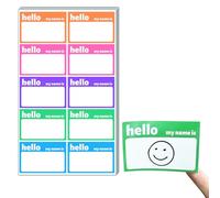 500 Pezzi - Hello My Name Is Sticker, Adesivi Name Tag, Etichette Adesive Scuola - 5 Colori