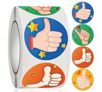 500 Pezzi Incoraggiare Etichette Adesive Adesivi Pollice in su Adesivi Ricompensa Rotonda Decalcomanie Incentivi per Bambini Adesivi Premi per Studenti Materiale Scolastico