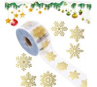 500 Pezzi Natalizi Adesivi di Fiocco Neve Adesivi Natalizi Glitterati Oro Natalizi Autoadesivi per Natale Regalo Decorazioni