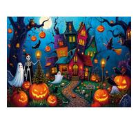 500 pezzi puzzle di Halloween per adulti, mistico castello infestato puzzle