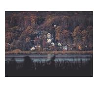 500 Pezzi Puzzle Difficile, Sfida per Adulti-Lago,foreste,edifici,vista,buio 52x38cm
