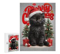 500 pezzi Puzzle per Adolescenti Black Cat Merry Christmas Puzzle per Adulti Gioco Pratico difficile Interazione tra genitori e figli 500 PCS