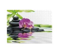 500 pezzi, puzzle per adulti, puzzle impegnativi, gioco di puzzle per tutti,Benessere asiatico con pietre da massaggio Zen Orchidea viola