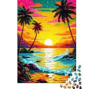 500 pezzi Retro Beach Sunset9 Puzzle quadrati creativi per adulti e puzzle in legno Gioco impegnativo 500 pezzi (52x38 cm)