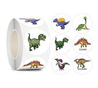 500 Pezzi/Roll Adesivi di Dinosauro Rotondi per Bambini Ricompensa Adesivi per Le Materie Prime per Incentivi per Casa