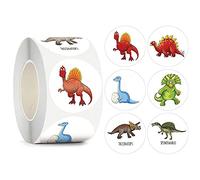 500 Pezzi/Roll Adesivi di Dinosauro Rotondi per Bambini Ricompensa Adesivi per Le Materie Prime per Incentivi per Casa