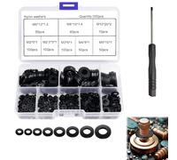 500 Pezzi Rondelle in Nylon, Rondella Piatta Plastica Assortimento Kit, Rondelle di Tenuta Circolare Isolante, Nero, M2/M2.5/M3/M4/M5/M6/M8/M10, per Fissaggi Guarnizioni Rondella