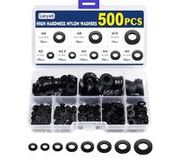 500 Pezzi Rondelle Piatte in Nylon, Leryati Nero Rondelle Plastica Piatte Guarnizione, Rondella in Nylon Guarnizioni Idrauliche, Rondella Rotonda Set 8 misure -M2/M2.5/M3/M4/M5/M6/M8/M10