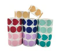 500 pezzi/rotolo Adesivi a forma di cuore per San Valentino, Natale, Ognissanti, Ringraziamento - Etichette per sigillare regali per matrimoni, proposte, anniversari e feste rosa,verde,blu,rosso,Cachi