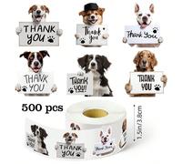 500 pezzi/Rotolo Adesivi Carini con Cucciolo di Cane Ringraziamento, Etichette Adesive da 1,5 Pollici per Supportare la Mia Piccola Impresa, Sigillatura Buste, Fai da Te, Primo Giorno di Scuola 3,8 cm