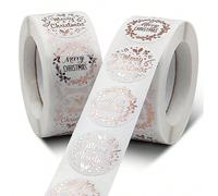 500 pezzi/rotolo, adesivi in forma di corona natalizia con il messaggio "Buon Natale" Tagli UnicaCarta tessile