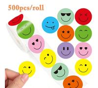 500 pezzi/Rotolo Etichette con Faccina Sorridente Colorate Etichette con Faccina Sorridente per Vacanze Ricompense Insegnanti Adesivi Decorativi Adesivi Motivazionali Felicità, Primo Giorno di Scuola 