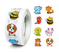 500 pezzi/rotolo Piccoli adesivi a tema animali, etichette adesive creative, adatte per scrapbooking, ricompense per insegnanti, decorazioni per feste, confezioni regalo Tagli UnicaPolipropilene