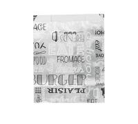 500 pezzi - Sacchetti per fritti 'Parole' 35+20 G/M2 12+6 x 14 cm argento Pergamena + alluminio