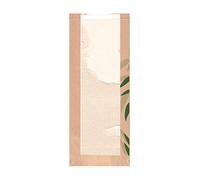 500 pezzi - Sacchetti per pane con finestra Eco 'Feel Green' 32 G/M2 14 + 4 x 35 cm naturale Kraft