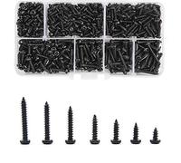 500 pezzi Set di viti autofilettanti da acciaio al carbonio nero M3 Kit assortimento di teste a croce con scatola trasparente per metallo morbido in legno di plastica