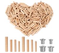 500 Pezzi Tasselli in Legno Scanalate Con 4 Pcs Perno di Centraggio, Spine per Mobili, Progetti di Artigianato, Fai da Te (30x5mm/40x6mm/40x8mm/50x10mm)