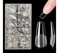 500 Pezzi Unghie Finte Acrilico,Trasparente Unghie Tips Set,Unghie Finte da Ballerina,Punte per Bara a Copertura Totale,12 Taglie,lunga bara