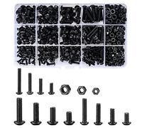 500 Pezzi Viti Bulloni e Dadi Kit, Vite a Testa Esagonale Piatta, Vite Testa Bottone Brugola - Nero, M3/M4/M5