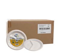 500 Piatti piani compostabili in polpa di cellulosa 2 scomparti Ilip BIO Ø22 cm