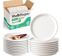 500 Piatti Piani in Polpa di Cellulosa Eco 100% Biodegradabili Monouso 23 cm