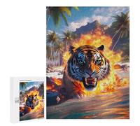 500 puzzle per adolescenti Tiger on Fire Beach-1 puzzle per adulti giochi di pensiero regali per donne regali unici per compleanno e Natale 500 pezzi