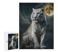 500 puzzle per adulti, White Tiger Under The Moonlit Sky Puzzles per ragazzi, gioco a mano, taglio preciso, interazione genitore-figlio, 500 pezzi