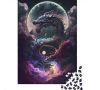 500 puzzle quadrati creativi giapponesi con draghi per adulti, puzzle in legno, giochi di sfida unici, 500 pezzi (52x38 cm)