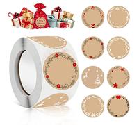 500 pz Etichette Adesive Natalizie,3.8cm adesivi di buon Natale,Scrivibile Etichette Kraft Adesive,Etichette di Buon Natale,Etichette Kraft Adesive per Regalo Festa Borse Carte Busta (A)