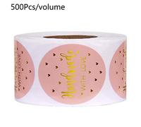 500 pz/rotolo fatto a mano con amore adesivi con lamina d'oro etichette rotonde sigillo fatto a mano scrapbooking adesivi di ringraziamento baby shower