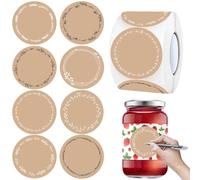500 Pz Rotonde Kraft Stickers, 4cm Etichette Adesive Personalizzate, Stickers Handmade, per Barattoli,Buste,Regali,Matrimonio Compleanno Ringraziamento Festa DIY