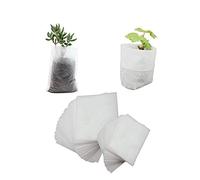 500 Pz Sacchi per Piante di Tessuto Non Tessuto, Biodegradabili Non Tessuti Borse Vivaio pianta Crescere Borse ambientali Tessuto Piantina vasi Piante Sacchetto di casa Fornitura Giardino - Bianco