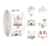 500 rotoli di adesivi rotondi di carta marrone con disegni natalizi in dimensioni da 2,5 cm e 3,5 cm, con retro autoadesivo per varie applicazioni (2,5 cm A)