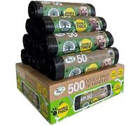 500 sacchetti Tidyz per escrementi di cani, realizzati in plastica riciclata al 100%, extra resistenti, 30 × 36 cm, manici da annodare, in rotolo, inodori, a prova di perdite, 10 rotoli da 50 pezzi