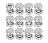 500 set di borchie in metallo, rivetti da 8 mm, rivetti in metallo piatti per pelle con rivestimento galvanizzato uniforme, hardware in ferro doppio e piatto per borse, cinture, sa (Argento)