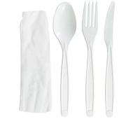 500 Set Posate di plastica Tris monouso Bianche imbustate riutilizzabili