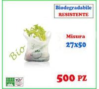 500 Shopper Biodegradabili 27x50 cm Medie Buste Bianche Spesa Sacchetti Umido