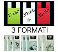 500 SHOPPERS IN 3 FORMATI - 350 BORSE SPESA 27x50 MEDIE + 100 BORSE SPESA 30x60 L + 50 BORSE SPESA 35x60 XXL Buste Shopper biodegradabili e compostabili Made in Italy