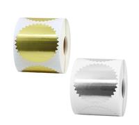 500 sigilli di wafer per certificati, 5 cm, oro/argento, vuoti, autoadesivi, lucidi, con bordo seghettato, per certificati, buste, pacchetti