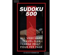 500 Sudoku book for adults.: Puzzles travel book large print, Very hard.