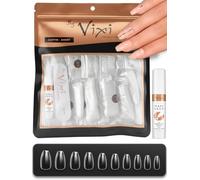 500 Unghie Finte Ballerina Corta Trasparenti con Colla Extra Forte 2g e Lima - Tip Press On a Copertura Completa, Unghie Finte Adesive, 10 Misure, per Gel, Acrilico e Nail Art - By Vixi