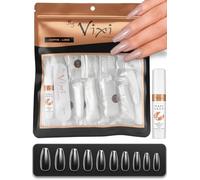 500 Unghie Finte Ballerina Lunga Trasparenti con Colla Extra Forte 2g e Lima - Tip Press On a Copertura Completa, Unghie Finte Adesive, 10 Misure, per Gel, Acrilico e Nail Art - By Vixi