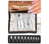 500 Unghie Finte Quadrata Lunga Trasparenti con Colla Extra Forte 2g e Lima - Tip Press On a Copertura Completa, Unghie Finte Adesive, 10 Misure, per Gel, Acrilico e Nail Art - By Vixi
