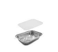 500 VASCHETTE CONTENITORI IN ALLUMINIO DA 2 PORZIONI + 500 COPERCHI INCLUSI R8L