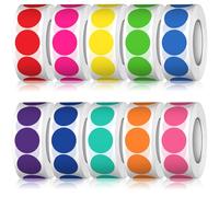 5000 Pezzi 20mm Bollini Adesivi Colorati 10 Colorati Etichette Adesive Colorate Rotonde Stickers, Adesivi Tondi Colorati a Punti per Scuola Calendario DIY Ufficio Artigianato (500 Pezzi/Rotolo)