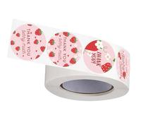 500Counts - Etichette adesive con scritta "Thank You" a forma di fragola, per sigillare buste, imballaggi, matrimoni, San Valentino, carta adesiva